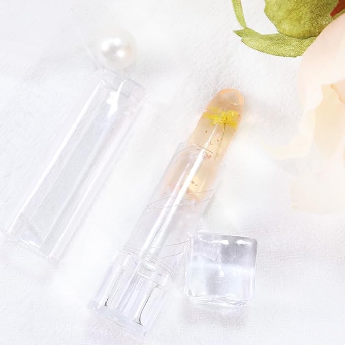 BINGBRUSH Crystal Flower Jelly Color Changing Lipstick,Long Lasting Lip Care Moisturizer Lip Balm Magic Color Change Lip Gloss Lip Tint Stain Matte Makeup Lipstick (04#Yellow flower)