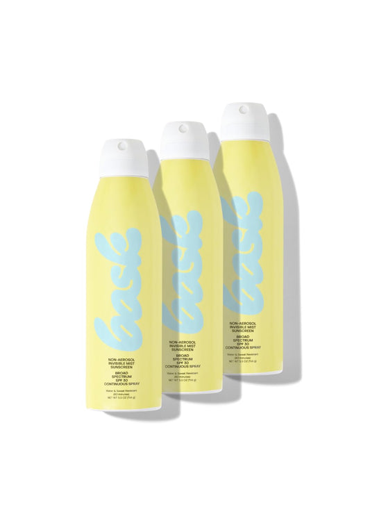 Bask Suncare SPF 30 Sunscreen Spray - Non-Aerosol, Broad Spectrum UVA/UVB Protection, Dermatologist Recommended, Moisturizing, Lightweight & Fast-Absorbing, 5.5 oz (Pack of 3)