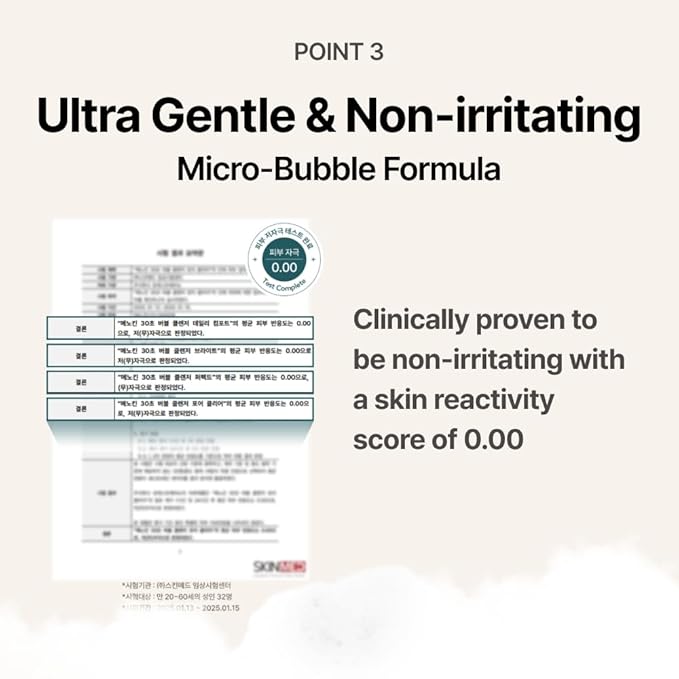 MENOKIN Cotton Cloud Bubble Cleanser [Pore Clear] Green Clay, Low pH, Deep Pore Cleanser for Sensitive Skin, Hydrating & Non-Stripping, Gentle Face Wash, Foaming bubbles, Korean Skincare 5.07 fl oz