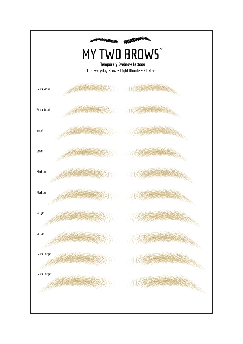 (10 pairs) Light Blonde Temporary Eyebrow Tattoo - Small Size - Waterproof & Smudgeproof - Everyday Brow Style Eyebrow Stickers - Sheet Lasts up to 30 Days - Won't Work on Existing Brows