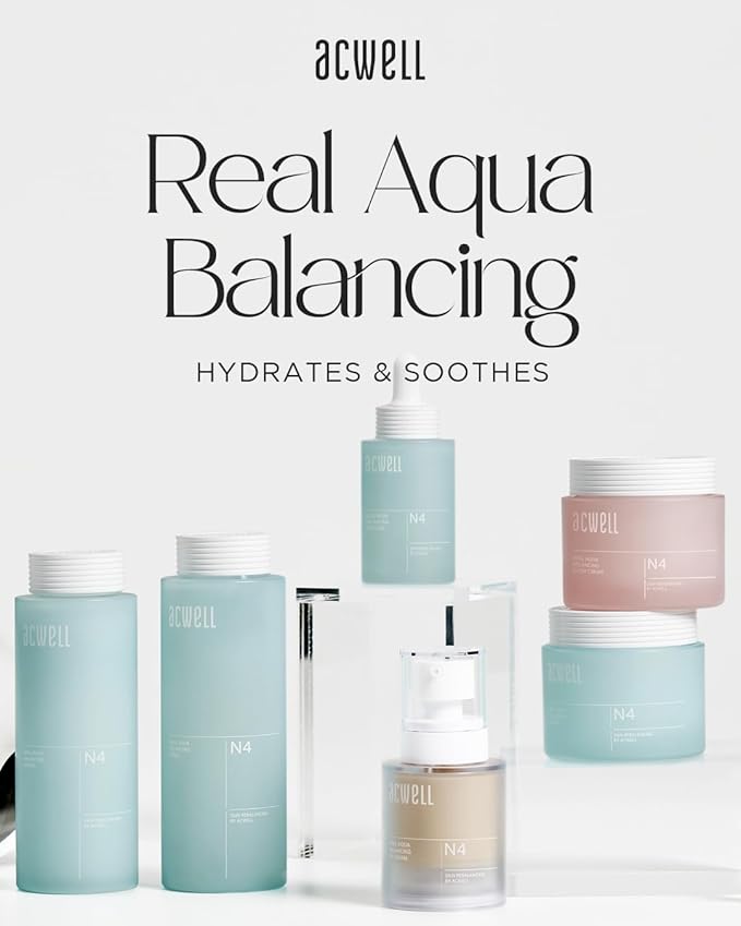 ACWELL Real Aqua Balancing Cream 1.69 fl.oz. - Moisturizing pH Balancing Face Cream, Soothing Skin Troubles and Redness for Sensitive Skin, Refreshing Gel Moisturizer, Improving Skin Texture