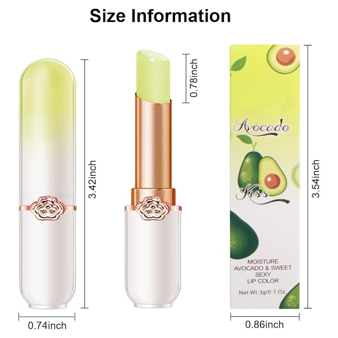 BINGBRUSH Peach Color Changing Lipstick,Moisturizer Long Lasting Lip Care Lip Balm Magic Lip Gloss Lip Tint Stain Gloss Set for Women (3 pcs Aloe + Peach + Avocado Lipstick)