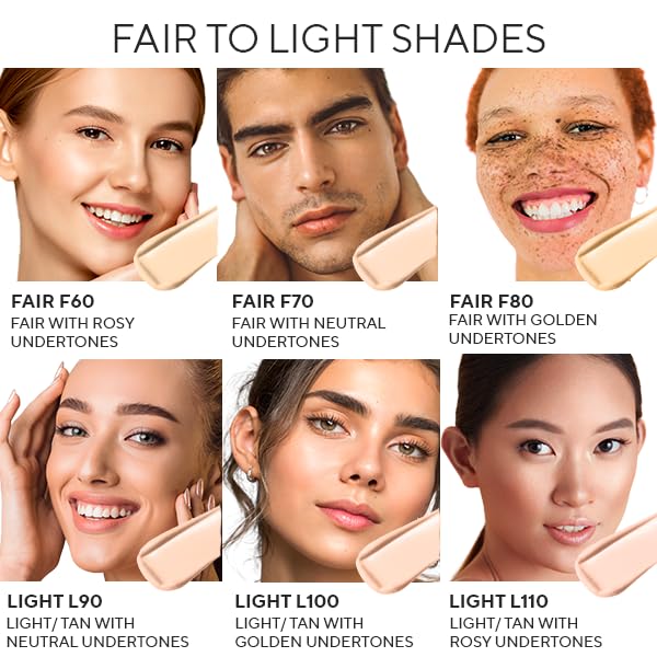 Mirabella Invincible For All HD Liquid Foundation - Anti-Aging Full Coverage Liquid Face Makeup - Moisturizing, Hydrating & Lightweight Foundation for All Skin Types (Light L90)