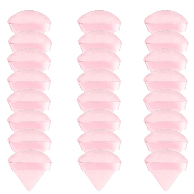 24 Pcs Triangle Powder Puff, Cotton Makeup Puff, Washable Face Powder Puff (24LP), Christmas Gifts Stocking Stuffers for Women Girls