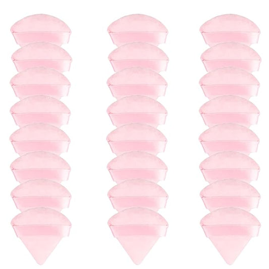 24 Pcs Triangle Powder Puff, Cotton Makeup Puff, Washable Face Powder Puff (24LP), Christmas Gifts Stocking Stuffers for Women Girls