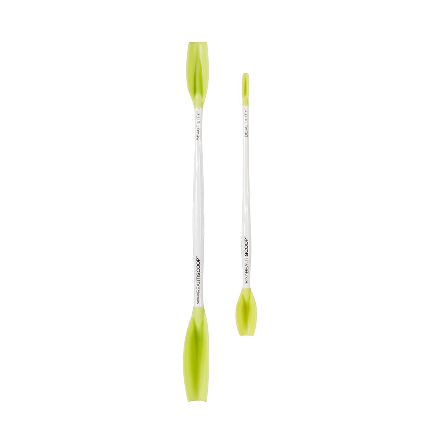 BEAUTISCOOP Duo Set Crisp White/Green Dual-Scoop Beauty Tool (8" & 11" Duo, White/Green)