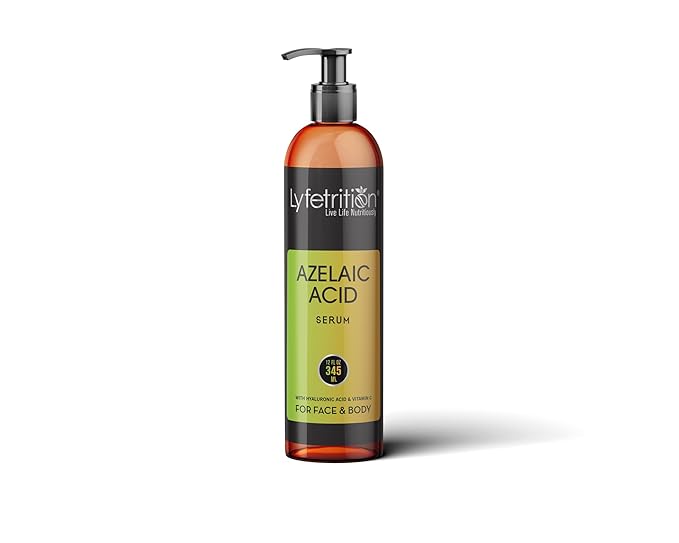Azelaic Acid Serum with Hyaluronic Acid | Natural Face Serum with Vitamin C & Aloe Vera (12 Fl Oz), Clear, (Lyfe9080)