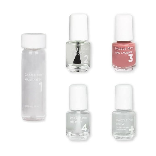 Dazzle Dry Mini Kit 4 Step System - Heart's Caress, a medium dusty rose. Full coverage cream. (5 Piece Kit / 5 Manicures)