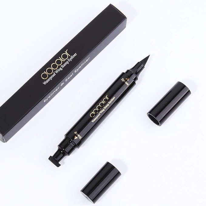 docolor Eyeliner Stamp Double-sided Liquid Winged Eye Liner Pen Waterproof Smudgeproof Long Lasting Wing Original Eyeliner Pen(1PC,Black)