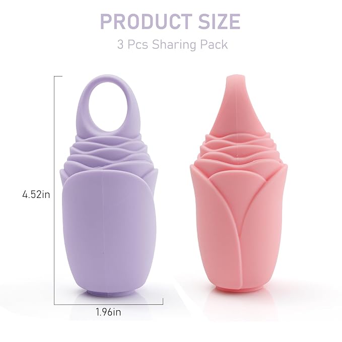 3 Pcs Facial Ice Roller Silicone Mold Reusable for Face Women and Eye Neck Cold Skin Care Tools Freezer De Puff Eye Bags Reduce Migraine Pain Pink 2 + Purple 1