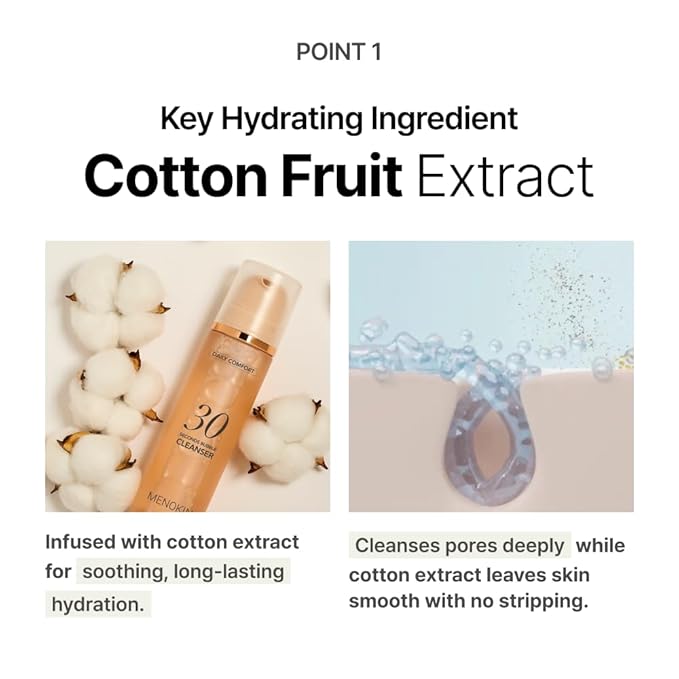 MENOKIN Cotton Cloud Bubble Cleanser [Bright] Vitamin C for Dull Skin & Dark Spots, Low pH for Sensitive Skin, Hydrating & Non-Stripping, Gentle Face Wash, Boost Radiance, Korean Skincare 5.07 fl. oz