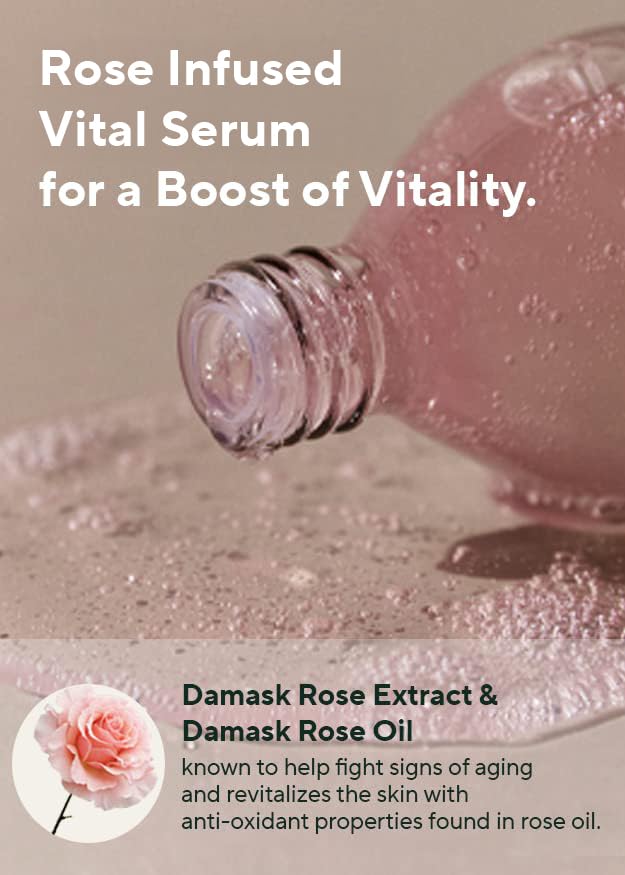 AROMATICA Reviving Rose Infusion Serum, Vegan, Vitality, Rejuvenating Hydration Serum for Dry Skin | with Damask Rose Water and Oil (3.38oz / 100ml)