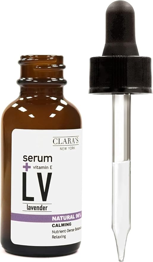 CLARA'S NEW YORK Glycolic Acid Facial Serum with Vitamin E for Exfoliating Smoothing Glowing Face Skin - Made in USA 30ml (1Fl/Oz) (Lavender)
