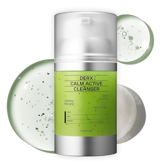 DERX Facial Cleanser for Sensitive & Oily Skin – Calm Cleansing Foam with Plant Tannin, Redness Relief & Oil Control, Oxygen Bubble Technology, Korea Skincare