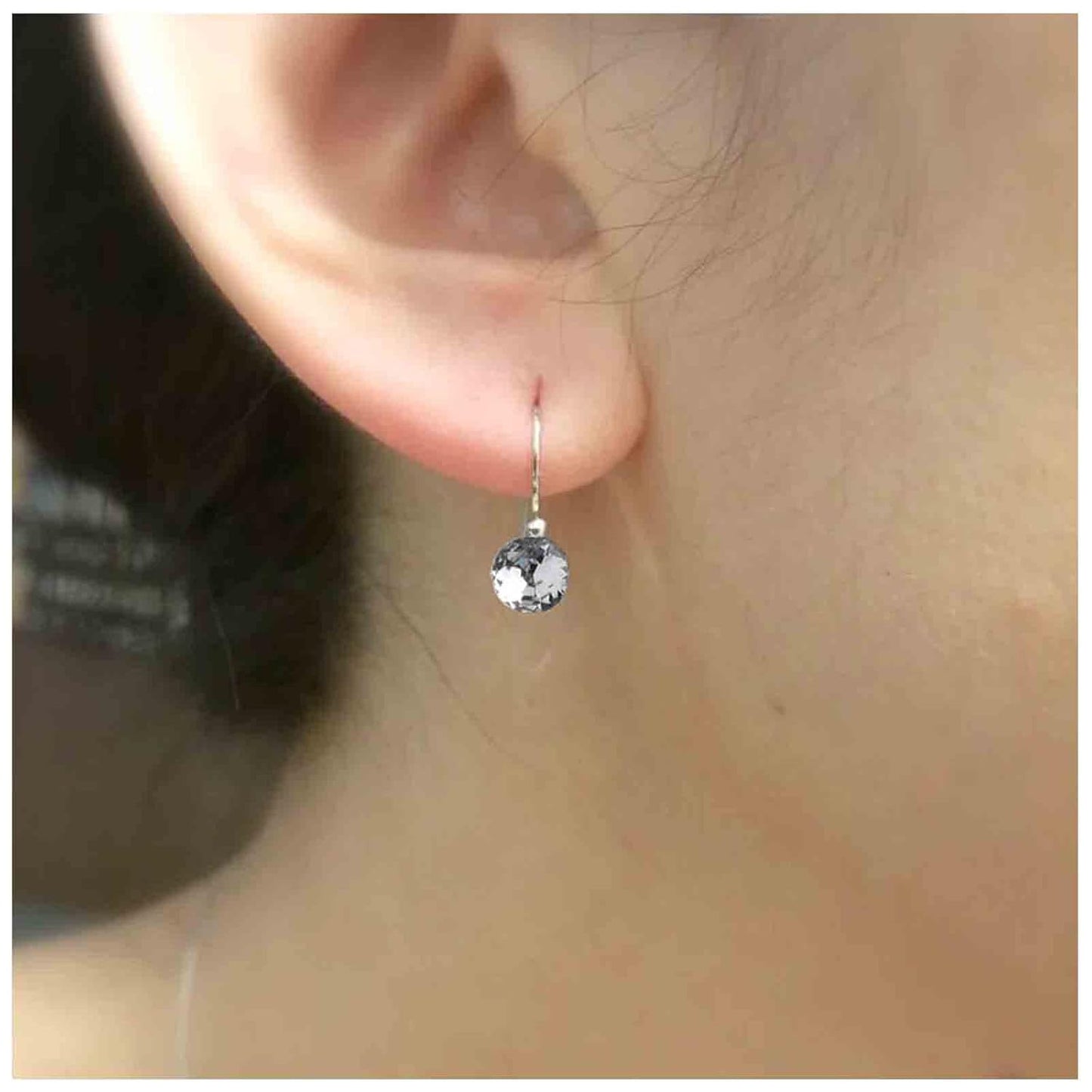 Crystal Dangle Drop Earrings Silver Dangle Crystal Hook Earrings Minimal Crystal Solitaire Earrings Classic Rhinestone Bridal Earrings Jewelry for Women and Girls