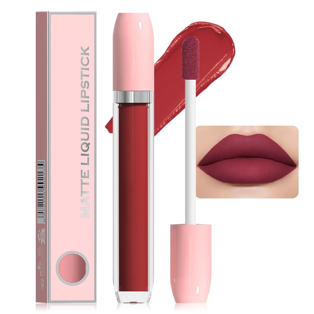 BINGBRUSH Super Matte Longwear No-Budge Stay On Smudge Proof Liquid Lipstick Long Lasting Makeup for Women,Highly Pigmented Color and Instant Shine, Cheeky