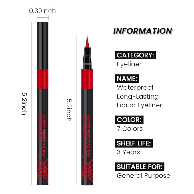 7 Pcs Colors Liquid Eyeliner Stamp Pens Set, Long Lasting Liquid Eye Liner,Waterproof & Smudgeproof Makeup