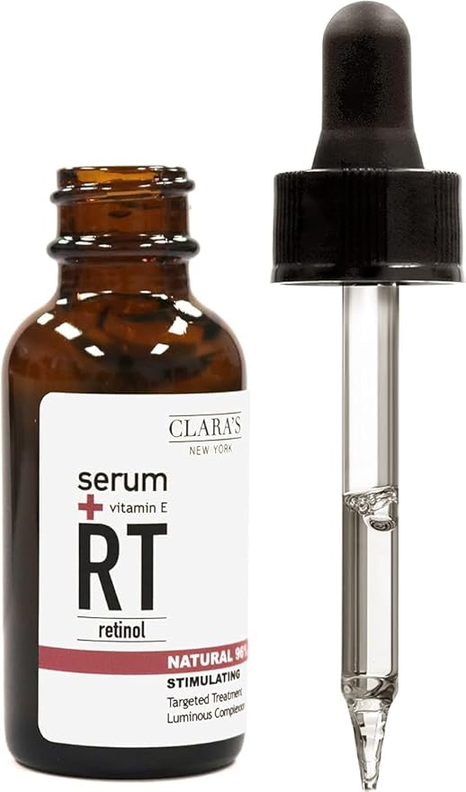 CLARA'S NEW YORK Glycolic Acid Facial Serum with Vitamin E for Exfoliating Smoothing Glowing Face Skin - Made in USA 30ml (1Fl/Oz) (Retinol)