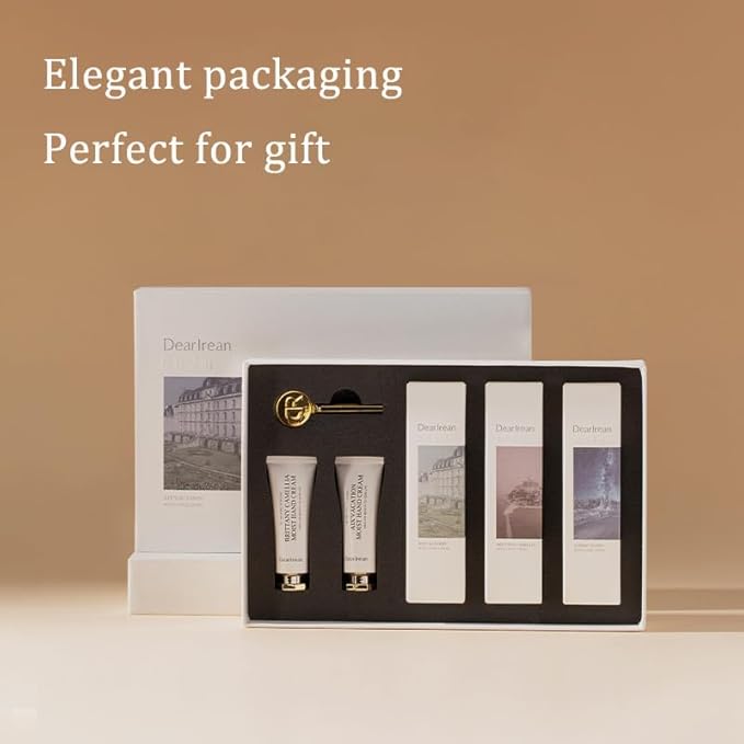 Dear Irean Fragrance Hand Cream Gift Set, 5-Piece Travel Hand Lotions for Dry Cracked Hands with Multiple Hydrating Extracts and Long Time Lasting Moisturizing, Available in All Seasons (4.43 fl oz)