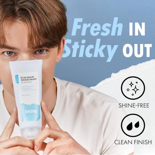 DASHU Blue Sedum Water Cream | Hydrating Face Cream Water Based Moisturizer for Face 8 Types of Hyaluronic Acids | Lotion for Men 5.07 fl oz