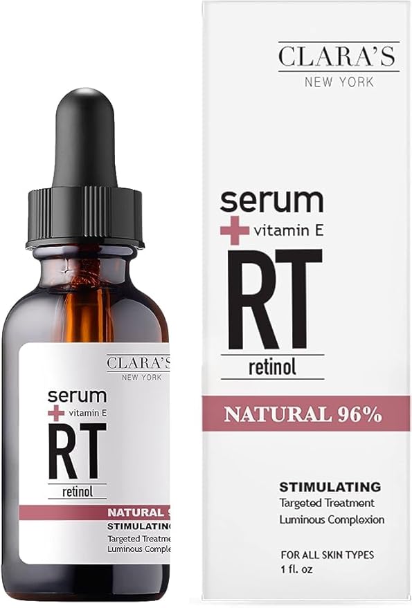 CLARA'S NEW YORK Glycolic Acid Facial Serum with Vitamin E for Exfoliating Smoothing Glowing Face Skin - Made in USA 30ml (1Fl/Oz) (Retinol)