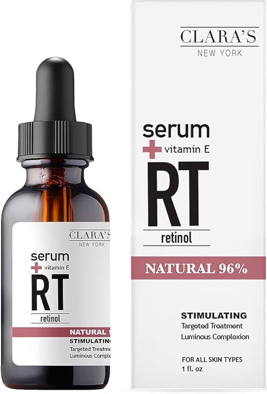 CLARA'S NEW YORK Glycolic Acid Facial Serum with Vitamin E for Exfoliating Smoothing Glowing Face Skin - Made in USA 30ml (1Fl/Oz) (Retinol)