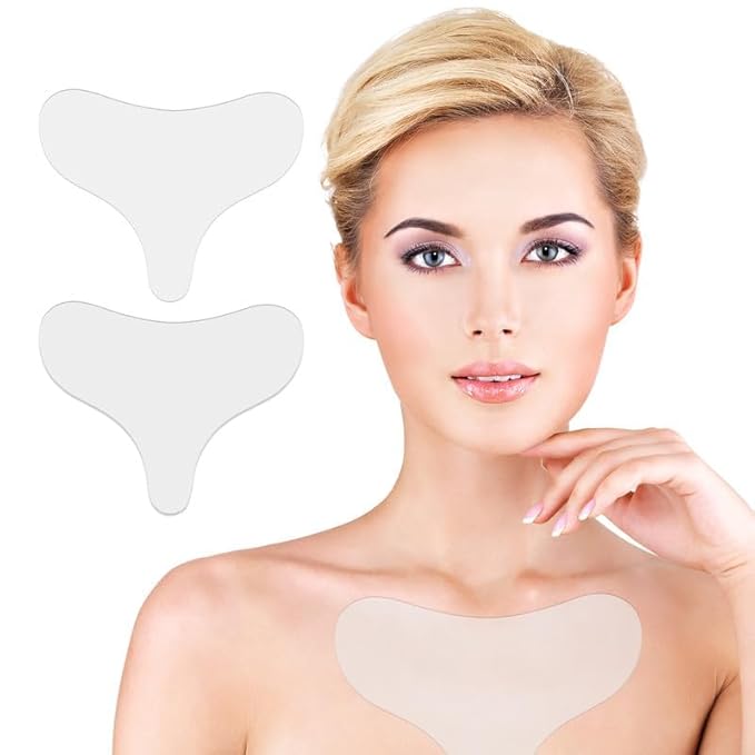 2 Chest Wrinkle Patches，Reusable Silicone Patches, Anti Wrinkle Patches to Reduce Fine Lines, Wrinkle Pad for Sidesleeper