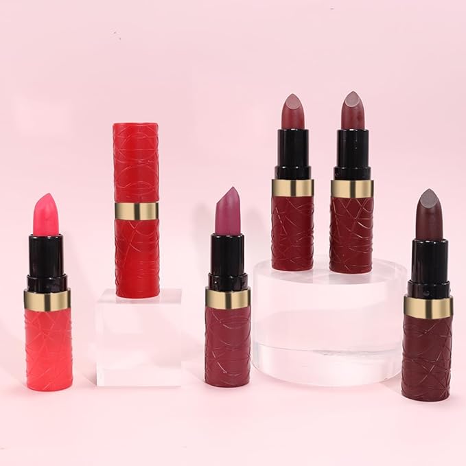 6 Pcs Nude Pink Dark Red Purple Wine Red Plum Matte Lipstick Set for Women Long Lasting Waterproof Moisturizing Lipsticks for Older Women 24 Hours Lip Stick Lip Stain Makeup Gift Kit,Lip Makeup Vegan