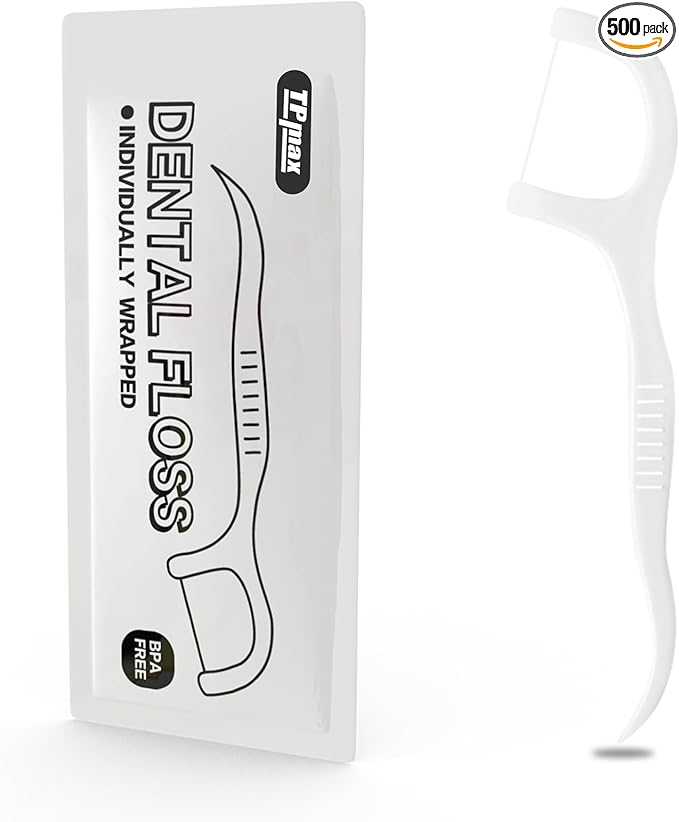 500 Count Dental Flossers Each Individually Wrapped, Floss Singles Bag, Travel Hotel Restaurant Office Car Dental Floss, Floss Picks Oral Care Teeth Clean Flat Wire