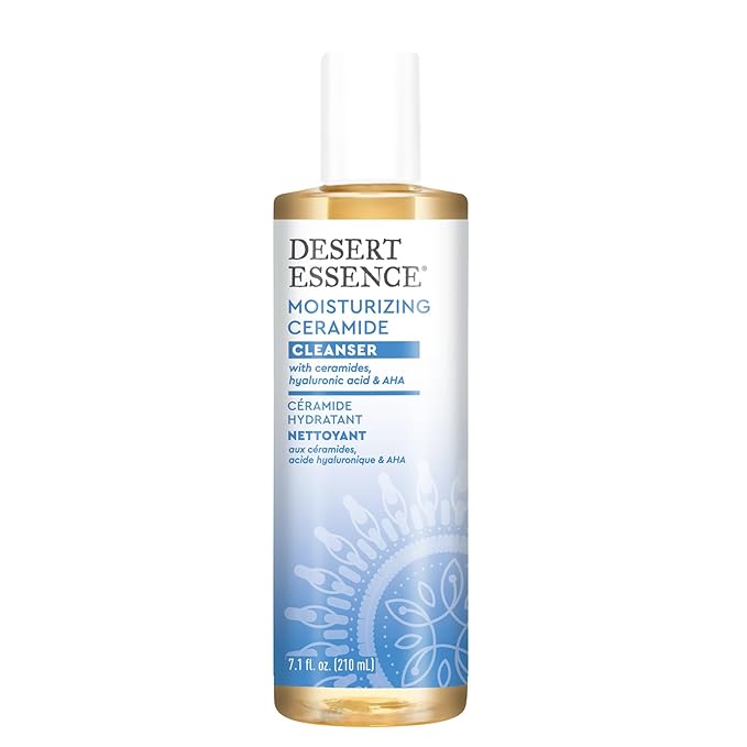 Desert Essence Moisturizing Ceramide Facial Cleanser 7.1 fl oz - Vegan, Gluten-Free. Cruelty-Free - Supports Skin's Natural Moisture Barrier - Moisturize and Nourish