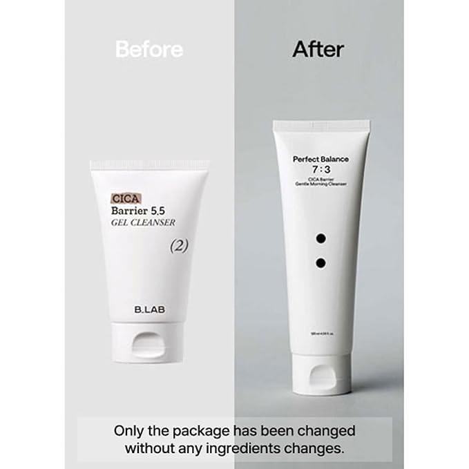 B:Lab CICA Barrier Gentle Morning Cleanser, Low-pH 5.5 Gel Face Wash with Centella & Panthenol, Fragrance-Free for Sensitive Skin, 4.05 fl oz / 120 ml