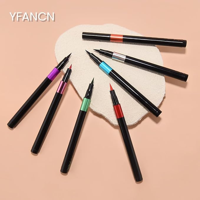 7 Pcs Colors Liquid Eyeliner Stamp Pens Set, Long Lasting Liquid Eye Liner,Waterproof & Smudgeproof Makeup