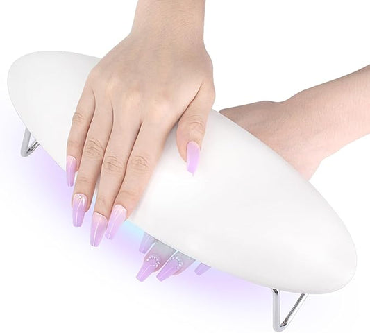 2 in 1 Nail Arm Rest UV LED Lamp, Soft Manicure Hand Rest Pillow, 48W Light for Curing Gel Polish, 24PCS LED Beads Dryer for Salon Home DIY (White)