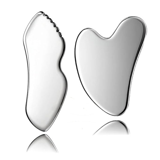 2Pcs gua sha facial tools stainless steel guasha set for face metal boby lymphatic drainage massage detailer gasha neck Gift for Women