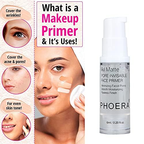 2 Pack PHOERA Face Primer,Magical Perfecting Base Face Mattifying Primer Anti-Aging WrinklesShrink Pore Remove Fine Lines Exfoliating Anti-Oxidation.(6Ml)