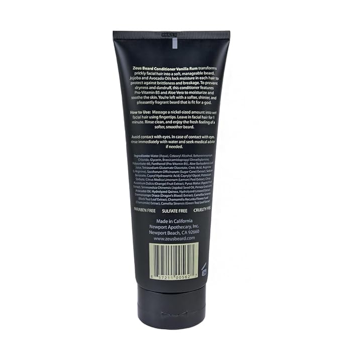 ZEUS Beard Conditioner Wash, Green Tea & Natural Ingredients to Cleanse & Soften Beard – MADE IN USA (Vanilla Rum) 8 oz.