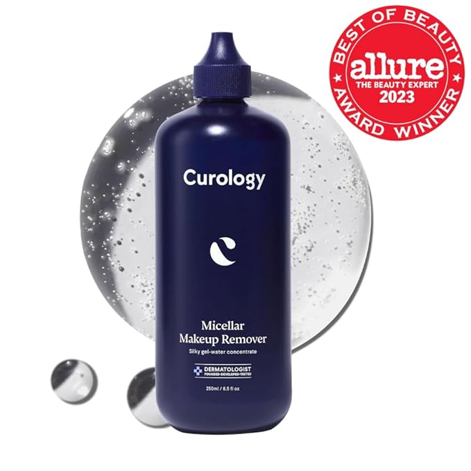Curology Micellar Water Makeup Remover, Cleansing Gel Water Concentrate, Waterproof Eye and Face Make Up Removal, 8.5 fl oz