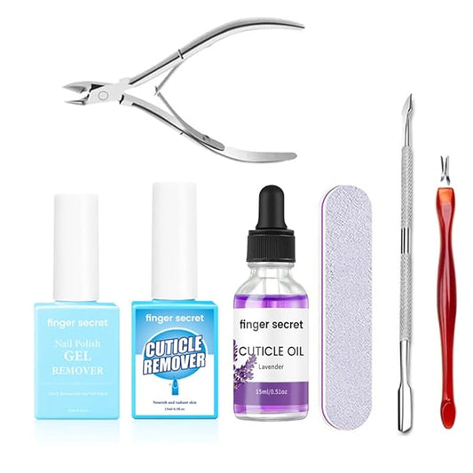 Cuticle Remover Liquid, Professional Nail Care Solution Set Nail Polish Gel Remover & Cuticle Remover Scissors & Cuticle Oil
