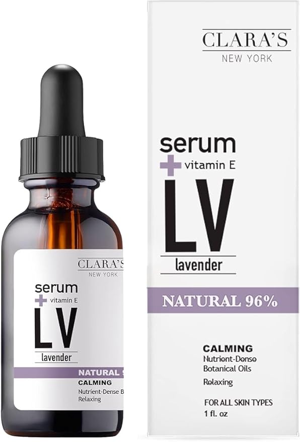 CLARA'S NEW YORK Glycolic Acid Facial Serum with Vitamin E for Exfoliating Smoothing Glowing Face Skin - Made in USA 30ml (1Fl/Oz) (Lavender)