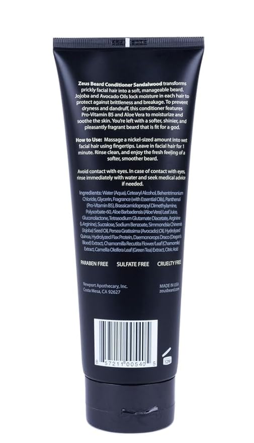 ZEUS Beard Conditioner Wash, Cleansing & Moisturizing Beard Wash with Green Tea & Natural Ingredients to Soften Beard – 8 oz. (Made in USA) Sandalwood