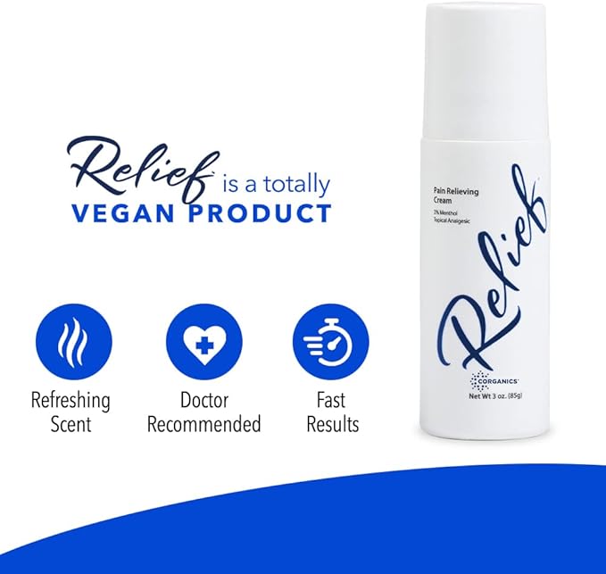 Topical Pain Relief Cream Natural Essential Oil Based Knee Joint Back Leg Feet Foot Hands Arthritis - Roll-on, 3 oz.