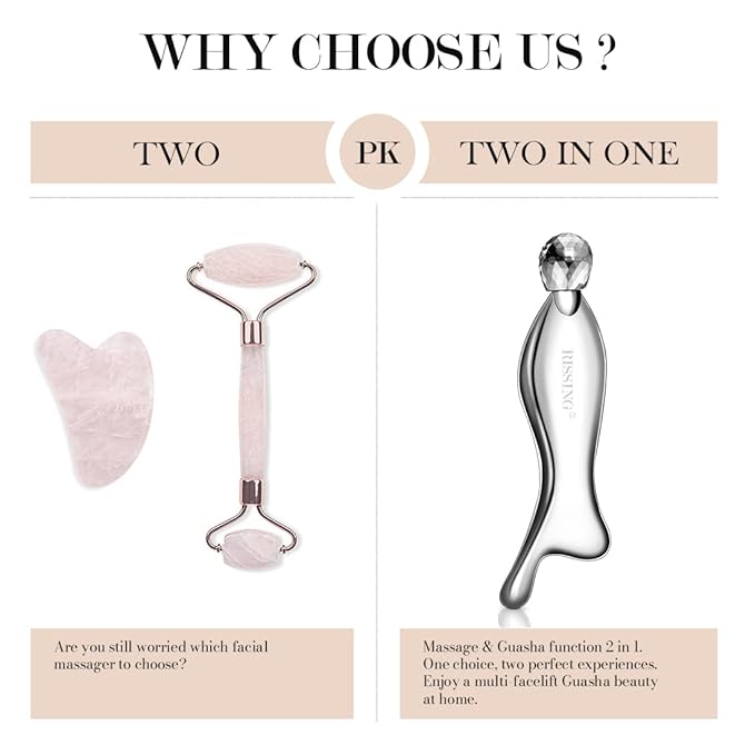 4-in-1 Gua Sha Facial Tools: FSA/HSA Eligible, Lymphatic Drainage Massager Facial Roller for Wrinkles and Lifting, Stainless Steel Gua Sha Tool for Face (Luxury Gift Box Edition)