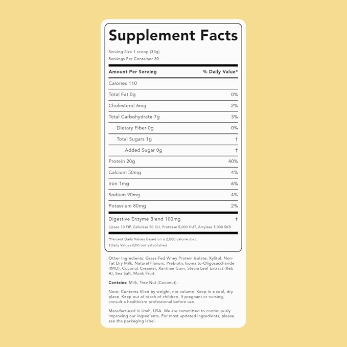 Clean Simple Eats Whey Protein Powder, Simply Vanilla Flavor Naturally Sweetened, 100% Grass Fed Protein Powder with Digestive Enzymes & No Artificial Ingredients, Gluten Free, 30 Servings