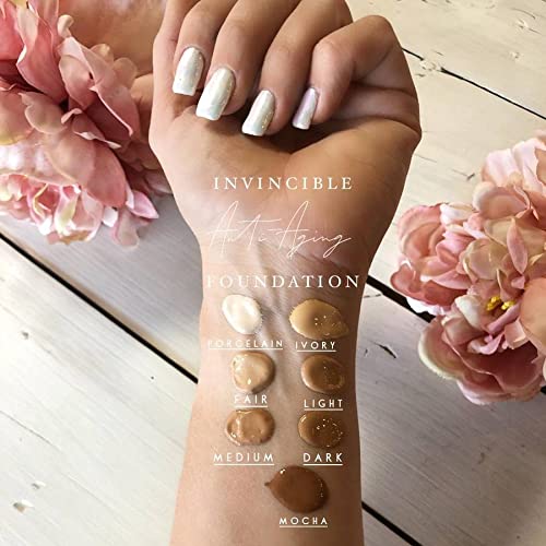 Mirabella Invincible For All HD Liquid Foundation - Anti-Aging Full Coverage Liquid Face Makeup - Moisturizing, Hydrating & Lightweight Foundation for All Skin Types (Dark V, Original Packaging)
