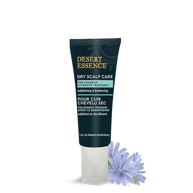 Desert Essence Dry Scalp Care Pre-Shampoo Intensive Treatment - Micro-Exfoliating, Eliminates Product Build-up and Oil for Healthier Hair and Scalp - 3.4 Fl Oz Bottle