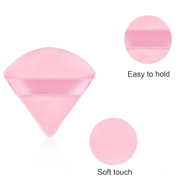 24 Pieces Powder Puff, Triangle Makeup Puff Cotton Powder Face Washable Body Powder Puff for Loose Powder Body Cosmetic Foundation Sponge Makeup Tool (12DP12LP)