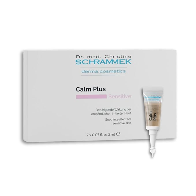 Calm Plus Ampoules (7 x 0.07 fl oz) – Soothing Care for Sensitive and Irritated Skin – Reduces Redness – Strengthens Skin Barrier – Aloe Vera and Panthenol – Dr. Schrammek