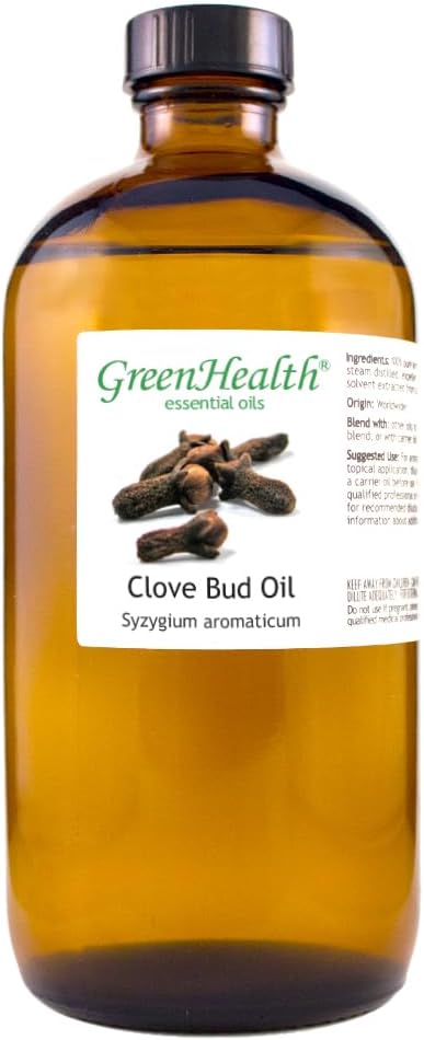 Clove Bud Essential Oil - 16 fl oz (473 ml) Amber Glass Bottle - 100% Pure Essential Oil - GreenHealth