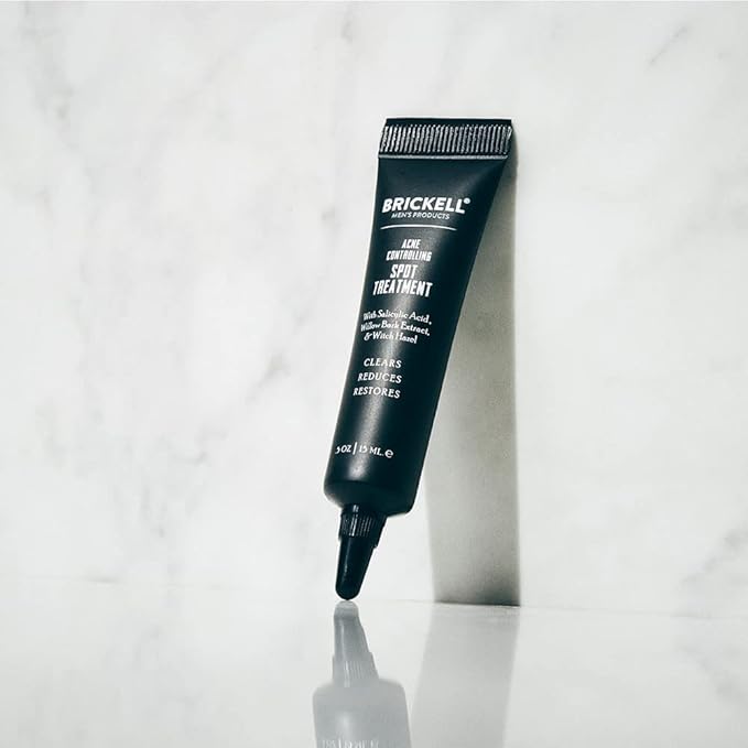 Brickell Men's Acne Controlling Spot Treatment for Men, Natural & Organic Acne Spot Treatment to Reduce Acne, Calms Skin Redness and Soothes Acne, 0.5 Ounce, Unscented