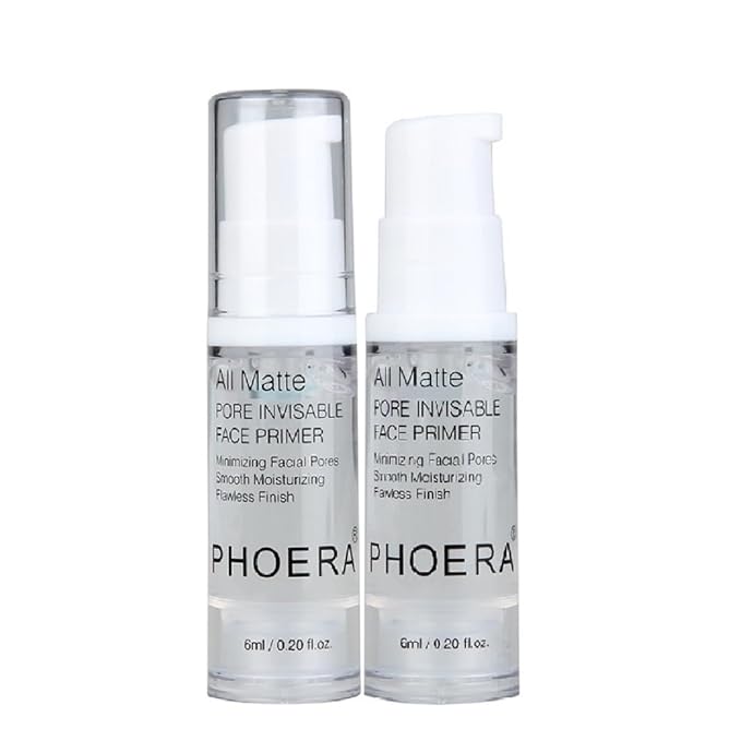 2 Pack PHOERA Primer for Face Makeup, Pore Shrink Wrinkles Remove Fine Lines Hydration Clean Prime.6 ML*2
